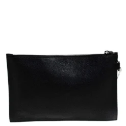 Versace Black Leather Floral Printed Wristlet Pouch For Women -Versace Official Website luxury women versace used handbags p279108 006