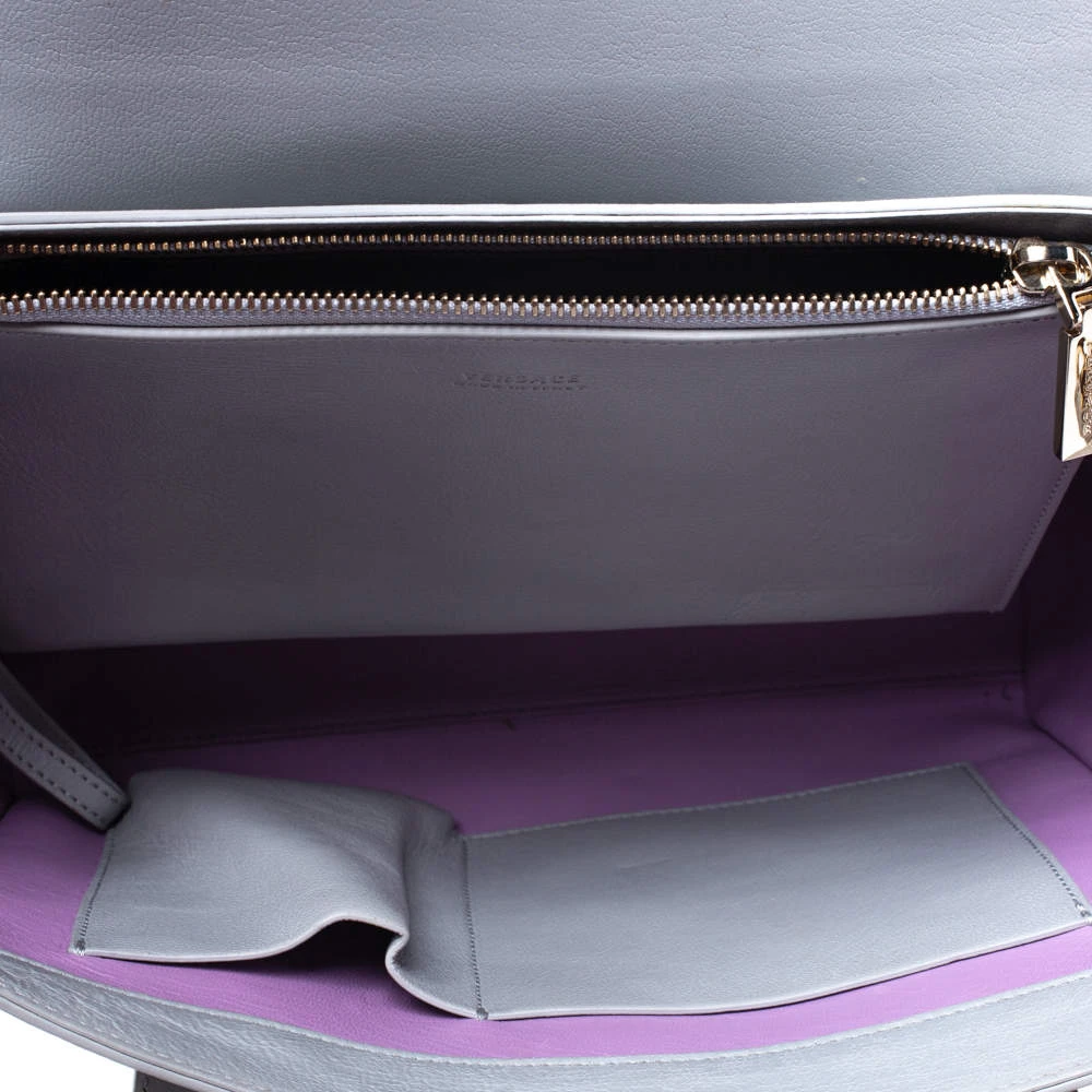 Versace Grey Leather Medusa Flap Tote For Women 7 Versace Grey Leather Medusa Flap Tote For Women - Image 7