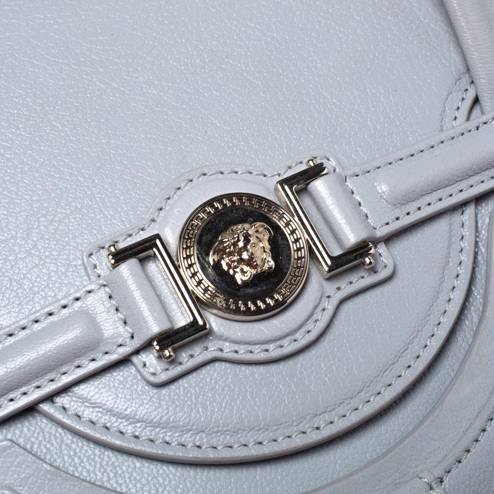 Versace Grey Leather Medusa Flap Tote For Women 5 Versace Grey Leather Medusa Flap Tote For Women - Image 5