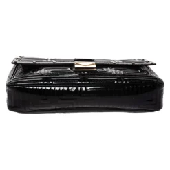 Versace Black Patent Leather Flap Shoulder Bag For Women 16 Versace Black Patent Leather Flap Shoulder Bag For Women -Versace Official Website luxury women versace used handbags p280723 002