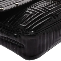 Versace Black Patent Leather Flap Shoulder Bag For Women 20 Versace Black Patent Leather Flap Shoulder Bag For Women -Versace Official Website luxury women versace used handbags p280723 003