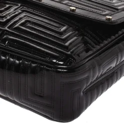 Versace Black Patent Leather Flap Shoulder Bag For Women 21 Versace Black Patent Leather Flap Shoulder Bag For Women -Versace Official Website luxury women versace used handbags p280723 004