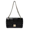 Versace Black Patent Leather Flap Shoulder Bag For Women