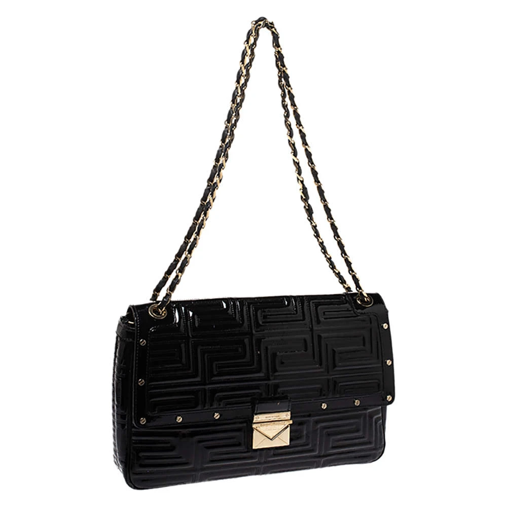 Versace Black Patent Leather Flap Shoulder Bag For Women 3 Versace Black Patent Leather Flap Shoulder Bag For Women - Image 3