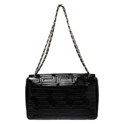 Versace Black Patent Leather Flap Shoulder Bag For Women 14 Versace Black Patent Leather Flap Shoulder Bag For Women -Versace Official Website luxury women versace used handbags p280723 008
