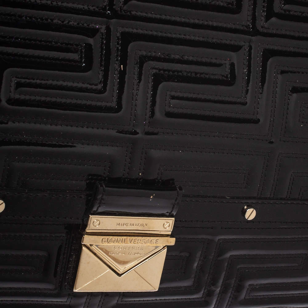 Versace Black Patent Leather Flap Shoulder Bag For Women 5 Versace Black Patent Leather Flap Shoulder Bag For Women - Image 5