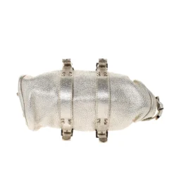 Versace Gold Leather Madonna Framed Satchel For Women -Versace Official Website luxury women versace used handbags p282407 005