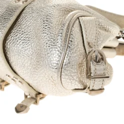 Versace Gold Leather Madonna Framed Satchel For Women -Versace Official Website luxury women versace used handbags p282407 007