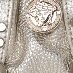 Versace Gold Leather Madonna Framed Satchel For Women -Versace Official Website luxury women versace used handbags p282407 012