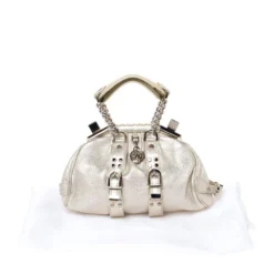 Versace Gold Leather Madonna Framed Satchel For Women -Versace Official Website luxury women versace used handbags p282407 014