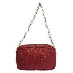 Versace Red Leather Medusa Charm Shoulder Bag For Women -Versace Official Website luxury women versace used handbags p284865 010