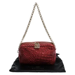 Versace Red Leather Medusa Charm Shoulder Bag For Women -Versace Official Website luxury women versace used handbags p284865 011