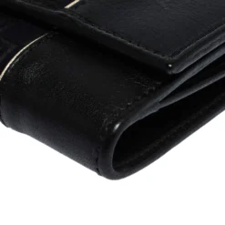 Versace Black Canvas And Leather Compact Wallet For Women -Versace Official Website luxury women versace used handbags p285976 008