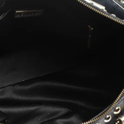 Versace Black/Gold Signature Fabric And Leather Studded Snap Out Of It Satchel For Women -Versace Official Website luxury women versace used handbags p285984 002