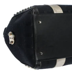 Versace Black/Gold Signature Fabric And Leather Studded Snap Out Of It Satchel For Women -Versace Official Website luxury women versace used handbags p285984 005