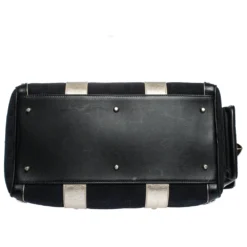 Versace Black/Gold Signature Fabric And Leather Studded Snap Out Of It Satchel For Women -Versace Official Website luxury women versace used handbags p285984 006