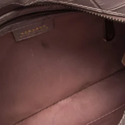 Versace Old Rose Croc Embossed Leather Shoulder Bag For Women -Versace Official Website luxury women versace used handbags p290416 014