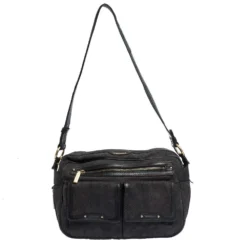 Versace Medusa Print Canvas And Leather Multiple Pocket Shoulder Bag For Women