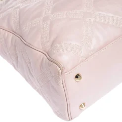 Versace Pearl Pink Leather Chain Shopper Tote For Women -Versace Official Website luxury women versace used handbags p292561 011