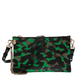 Versace Green Camouflage Leather Crossbody Bag For Women