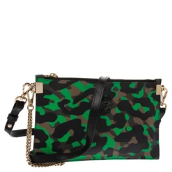 Versace Green Camouflage Leather Crossbody Bag For Women -Versace Official Website luxury women versace used handbags p292705 003