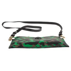 Versace Green Camouflage Leather Crossbody Bag For Women -Versace Official Website luxury women versace used handbags p292705 006