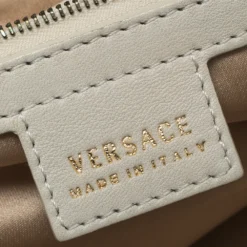 Versace White Leather Venita Bow Satchel For Women -Versace Official Website luxury women versace used handbags p292708 004