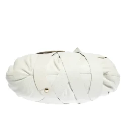 Versace White Leather Venita Bow Satchel For Women -Versace Official Website luxury women versace used handbags p292708 005