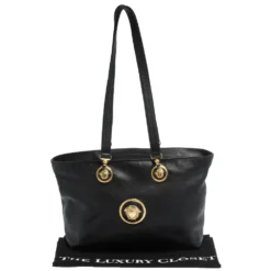 Versace Black Leather Medusa Shopper Tote For Women -Versace Official Website luxury women versace used handbags p292719 005