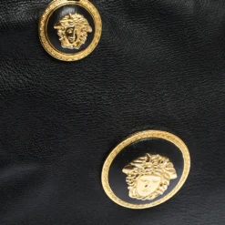 Versace Black Leather Medusa Shopper Tote For Women -Versace Official Website luxury women versace used handbags p292719 006