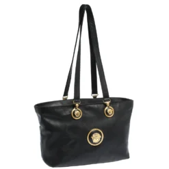 Versace Black Leather Medusa Shopper Tote For Women -Versace Official Website luxury women versace used handbags p292719 007