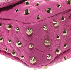 Versace Pink Leather Studded Tassel Vanitas Medea Shoulder Bag For Women -Versace Official Website luxury women versace used handbags p293390 011