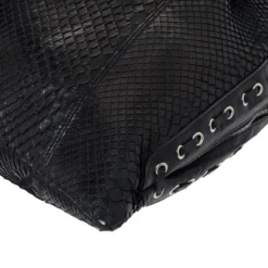 Versace Black Python Satchel For Women -Versace Official Website luxury women versace used handbags p294199 007