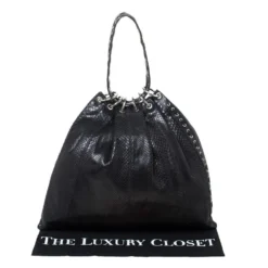 Versace Black Python Satchel For Women -Versace Official Website luxury women versace used handbags p294199 008