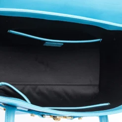 Versace Blue Leather Medusa Medallion Satchel For Women -Versace Official Website luxury women versace used handbags p294347 003