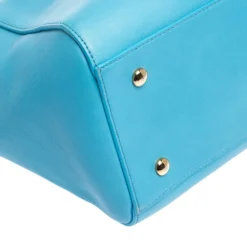 Versace Blue Leather Medusa Medallion Satchel For Women -Versace Official Website luxury women versace used handbags p294347 007