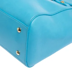 Versace Blue Leather Medusa Medallion Satchel For Women -Versace Official Website luxury women versace used handbags p294347 008