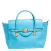 Versace Blue Leather Medusa Medallion Satchel For Women
