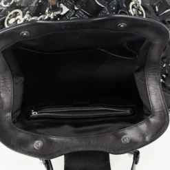 Versace Black Patent Chain Link Handle Satchel For Women -Versace Official Website luxury women versace used handbags p29688 007