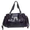 Versace Purple Patent Leather Loop Detail Shoulder Bag For Women
