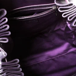 Versace Purple Patent Leather Loop Detail Shoulder Bag For Women -Versace Official Website luxury women versace used handbags p297084 011