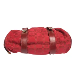 Versace Red Signature Fabric And Leather Madonna Satchel For Women -Versace Official Website luxury women versace used handbags p297094 007