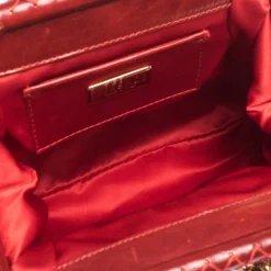 Versace Red Signature Fabric And Leather Madonna Satchel For Women -Versace Official Website luxury women versace used handbags p297094 010