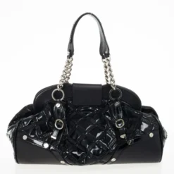 Versace Black Patent Framed Satchel For Women -Versace Official Website luxury women versace used handbags p29771 004