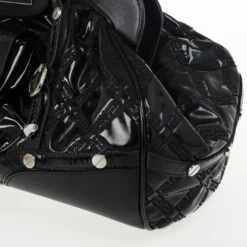 Versace Black Patent Framed Satchel For Women -Versace Official Website luxury women versace used handbags p29771 009