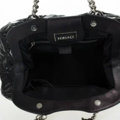 Versace Black Patent Framed Satchel For Women -Versace Official Website luxury women versace used handbags p29771 015