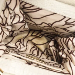 Versace Brown/Cream Croc Embossed Leather Medusa Satchel For Women -Versace Official Website luxury women versace used handbags p298083 011