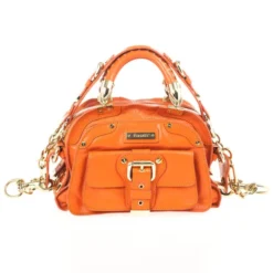 Versace Orange Leather Mini Satchel For Women