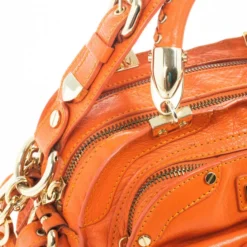 Versace Orange Leather Mini Satchel For Women -Versace Official Website luxury women versace used handbags p29826 0006