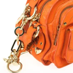 Versace Orange Leather Mini Satchel For Women -Versace Official Website luxury women versace used handbags p29826 0009
